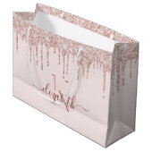 Rosa Glitzer Rose Große Geschenktüte (Vorderseite Schrägansicht)