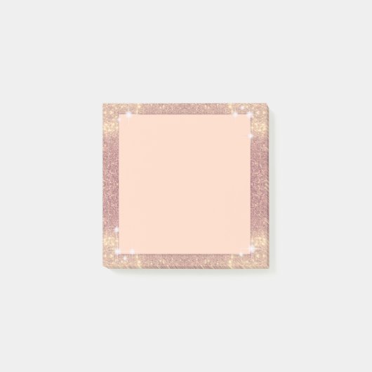 Rosa Glitzer-Rosen-Goldschein-Imitat Post-it Klebezettel (Vorderseite)