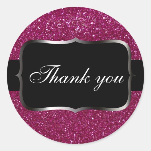 Rosa Glitzer Runder Aufkleber (Vorderseite)