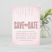 Rosa Glitzer Save the Date aussehen (Stehend Vorderseite)