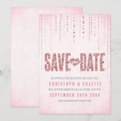 Rosa Glitzer Save the Date aussehen (Vorne/Hinten)
