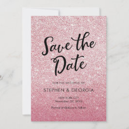 Rosa Glitzer Save the Date Einladungen für Hochzei