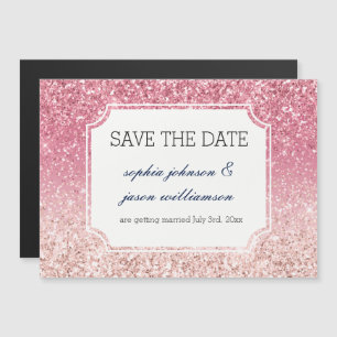 Rosa Glitzer Save the Date Magneteinladung