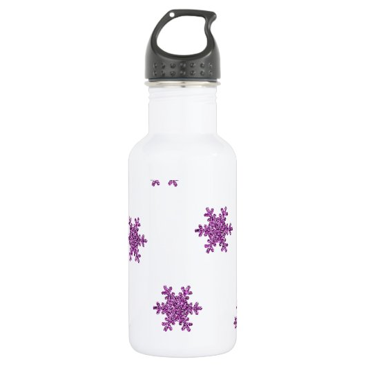 Rosa Glitzer Schneeflocke Trinkflasche (Vorderseite)