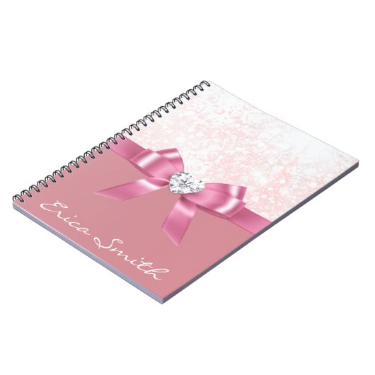 Rosa Glitzer Schneeflocke und Diamant Notizblock (Linke Seite)