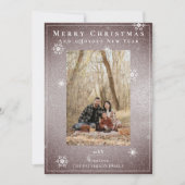 Rosa Glitzer Schneeflocken Weihnachten Fotokarte (Vorderseite)