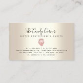 Rosa Glitzer Schokolade Erdbeeren Konfektion Gold Visitenkarte (Rückseite)