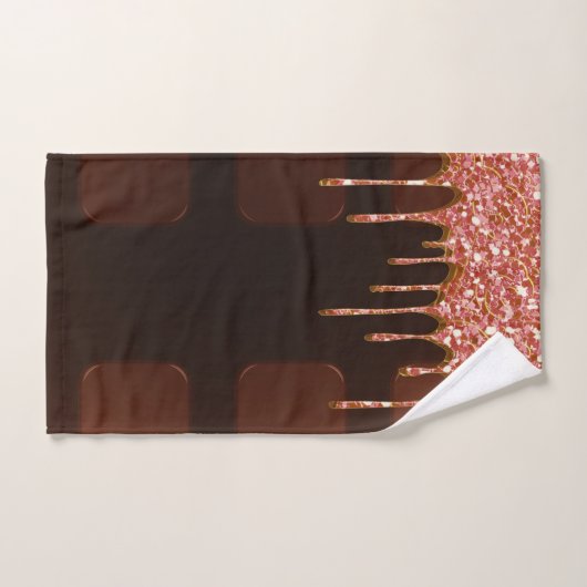Rosa Glitzer Schokolade Tropfen Zucker Süßigkeiten Badhandtuch Set (Handtuch)