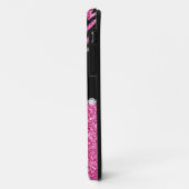Rosa Glitzer Schwarze Zickzack Monogramm Case-Mate iPhone Hülle (Hinten/Links)