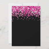 Rosa Glitzer Schwarzer Sweet 16 Einladung (Rückseite)