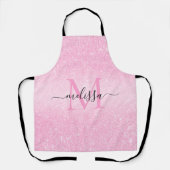 Rosa Glitzer Script Name Monogram Schürze (Vorderseite)