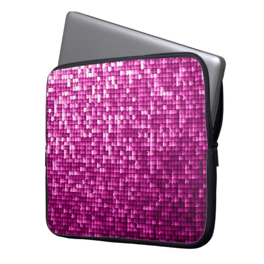 Rosa Glitzer-Sequenzen Laptopschutzhülle (Vorderseite Links)