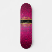 Rosa Glitzer Sequin Disco Alte Schule Skateboard (Vorne)