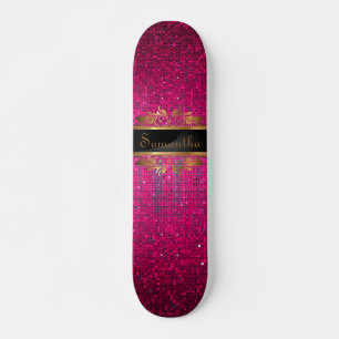 Rosa Glitzer Sequin Disco Alte Schule Skateboard