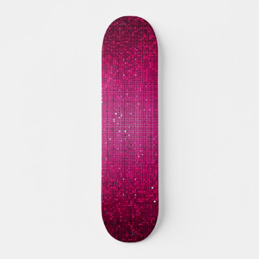 Rosa Glitzer Sequin Disco Alte Schule Skateboard (Vorne)