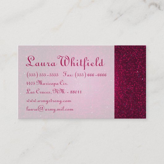 Rosa Glitzer Sequin Disco Glitz Business Card Visitenkarte (Vorderseite)