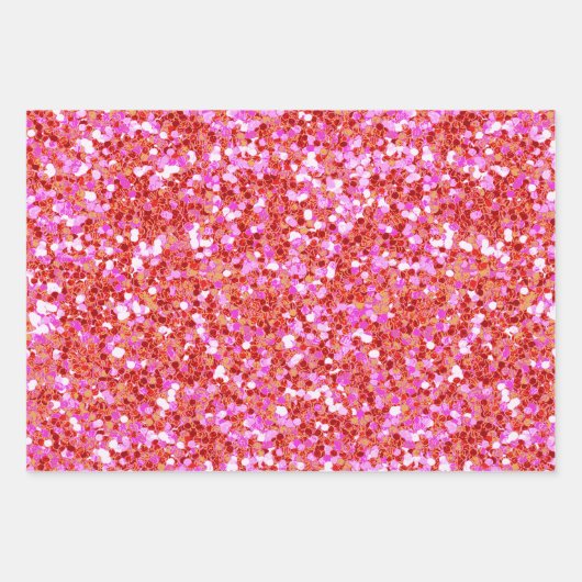 Rosa Glitzer Sequins Wrapping Paper Sheets Geschenkpapier Set (Vorderseite 3)