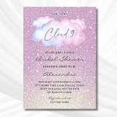 Rosa Glitzer Sie ist auf Cloud 9 Brautparty Einladung