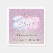 Rosa Glitzer Sie ist auf Cloud 9 Brautparty Serviette (Vorderseite)