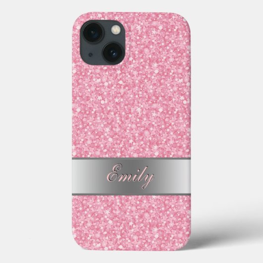 Rosa Glitzer Silver Gradient Accent Monogram Case-Mate iPhone Hülle (Rückseite)