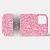 Rosa Glitzer Silver Gradient Accent Monogram Case-Mate iPhone Hülle (Rückseite (Horizontal))