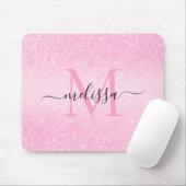 Rosa Glitzer Skriptname Monogram Mouse Pad Mousepad (Mit Mouse)