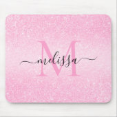 Rosa Glitzer Skriptname Monogram Mouse Pad Mousepad (Vorne)