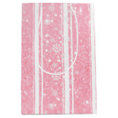 Rosa Glitzer Snowflake Holiday Mittlere Geschenkta Mittlere Geschenktüte (Vorderseite)
