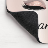 Rosa Glitzer Sparkeil Eyelashes Monogramm Name Mousepad (Ecke)