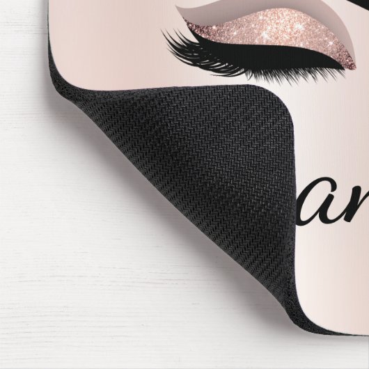 Rosa Glitzer Sparkeil Eyelashes Monogramm Name Mousepad (Ecke)