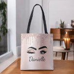 Rosa Glitzer Sparkeil Eyelashes Monogramm Name Tasche<br><div class="desc">Blush Pink - Rose Gold Imitats Foil Metallic Sparkle Glitzer gebürsteter Metal Monogram Name and Initial Eyelashes (Lashes), Eyelash Extensions and Eyes Blush Pink Makeup Bag. Das Kissen ist das perfekte Geschenk zum 16. Geburtstag, Hochzeit, Brautparty, Jubiläum, Babydusche oder Junggeselinnen-Abschied für jemanden, der sein Zimmer im trendigen coolen Stil dekoriert....</div>