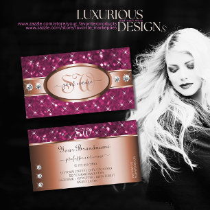 Rosa Glitzer Sparkle Diamonds Rose Gold  Visitenkarte