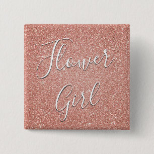 Rosa Glitzer & Sparkle Flower Girl Button