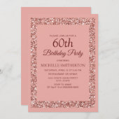 Rosa Glitzer Sparkle Frauen 60. Geburtstag Einladung (Vorne/Hinten)