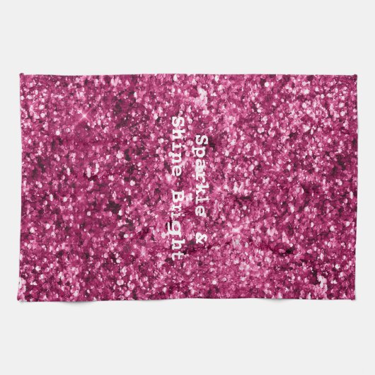 Rosa Glitzer Sparkle Geschirrtuch (Horizontal)