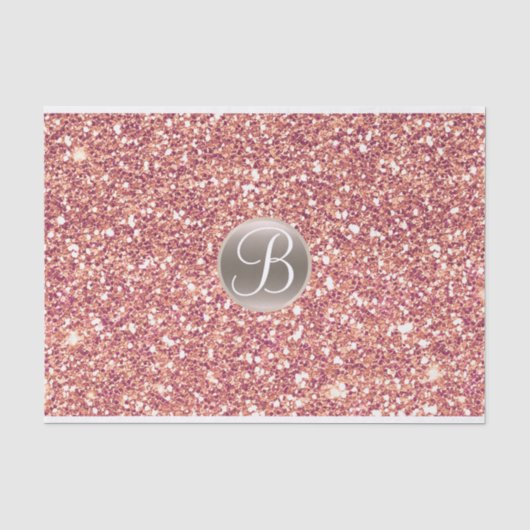 Rosa Glitzer Sparkle Glam Monogram Initial Seidenpapier (Vorderseite)