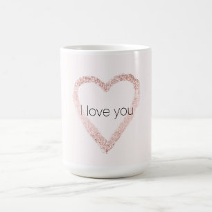 Rosa Glitzer Sparkle Herz Kaffeetasse