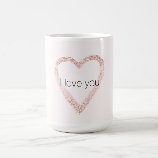 Rosa Glitzer Sparkle Herz Kaffeetasse (Mittel)