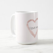 Rosa Glitzer Sparkle Herz Kaffeetasse (Vorderseite Links)