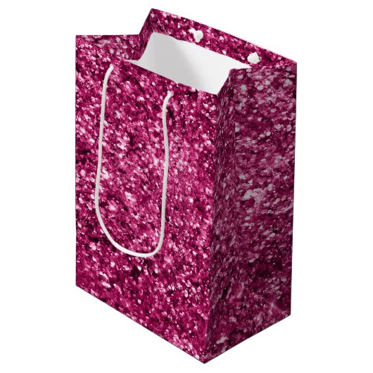 Rosa Glitzer Sparkle Mittlere Geschenktüte (Vorderseite Schrägansicht)