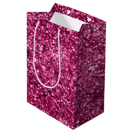 Rosa Glitzer Sparkle Mittlere Geschenktüte (Rückseite Schrägansicht)