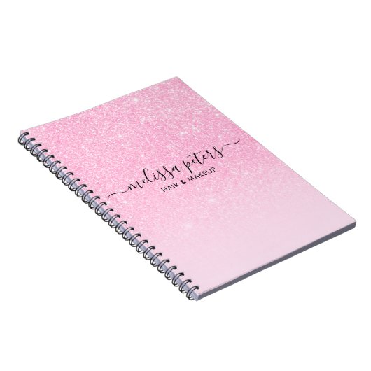 Rosa Glitzer Sparkle Modernes Business Notizblock (Rechte Seite)