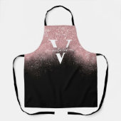 Rosa Glitzer Sparkle Monogram Black Girl Custom Schürze (Vorderseite)