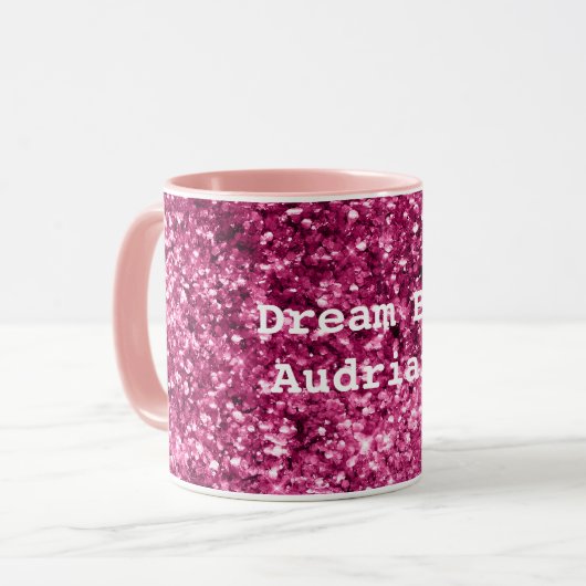 Rosa Glitzer Sparkle Tasse (Vorderseite Links)
