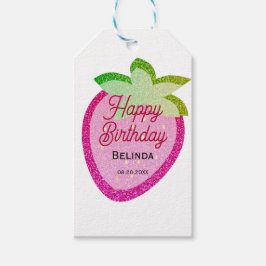 Rosa Glitzer Sparkling Y2K Strawberry Birthday Geschenkanhänger