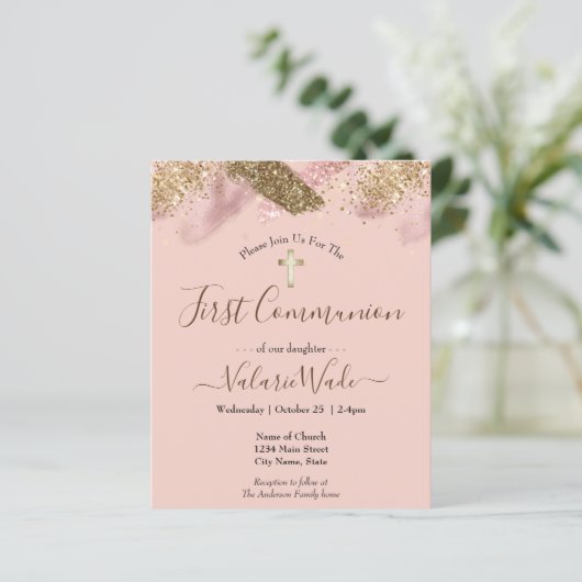 Rosa Glitzer Splash Erster Gemeinschaftshaushalt (Stehend Vorderseite)