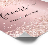 Rosa Glitzer Staubschild Gastgeschenk Poster (Ecke)