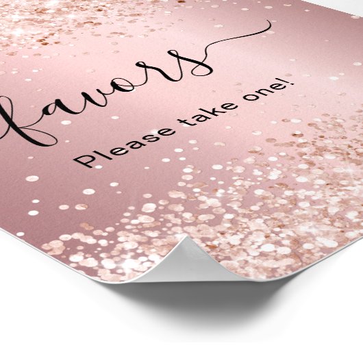 Rosa Glitzer Staubschild Gastgeschenk Poster (Ecke)