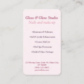 Rosa Glitzer Steigung Eleganter Nagelsalon Schönhe Visitenkarte (Rückseite)