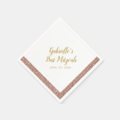 Rosa Glitzer Strip Girly Rose Gold Bat Mitzvah Serviette (Ecke)